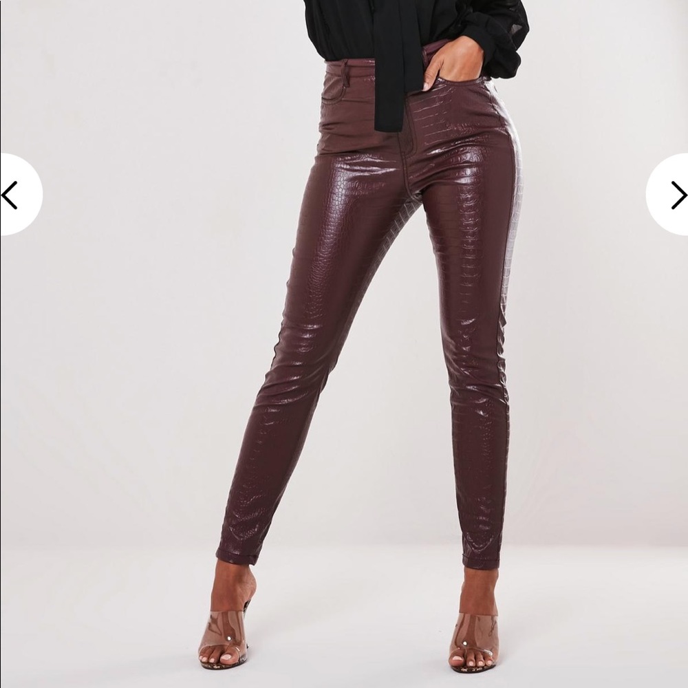 NWT Missguided faux croc slim leg pants